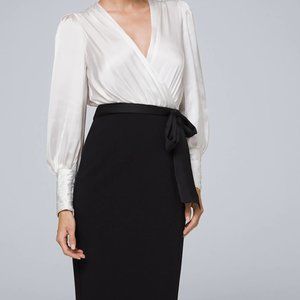 WHBM Body Perfecting Mixed-Media Sheath Dress